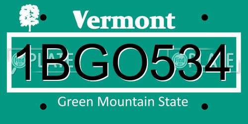 1BGO534 Vermont License Plate