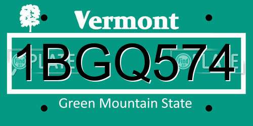 1BGQ574 Vermont License Plate