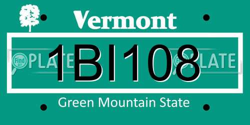 1BI108 Vermont License Plate