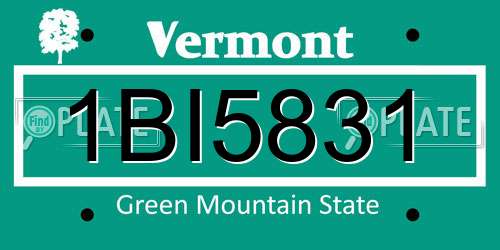 1BI5831 Vermont License Plate