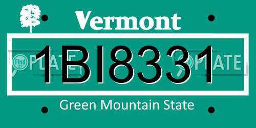 1BI8331 Vermont License Plate