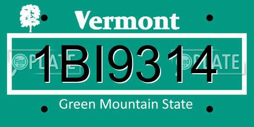 1BI9314 Vermont License Plate