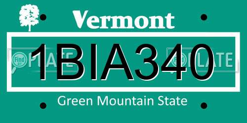 1BIA340 Vermont License Plate