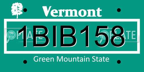 1BIB158 Vermont License Plate