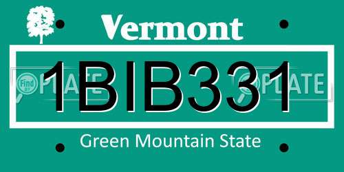 1BIB331 Vermont License Plate