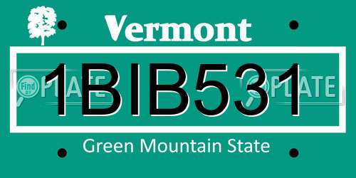 1BIB531 Vermont License Plate