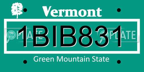 1BIB831 Vermont License Plate