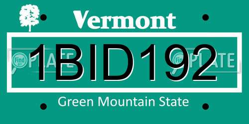 1BID192 Vermont License Plate