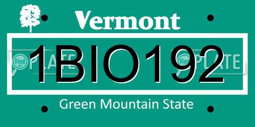 1BIO192 Vermont License Plate