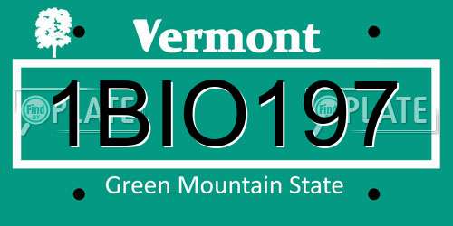 1BIO197 Vermont License Plate