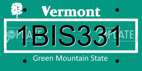1BIS331 Vermont License Plate