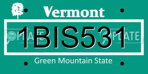 1BIS531 Vermont License Plate