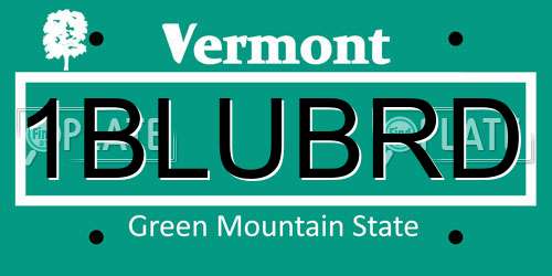1BLUBRD Vermont License Plate