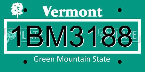 1BM3188 Vermont License Plate
