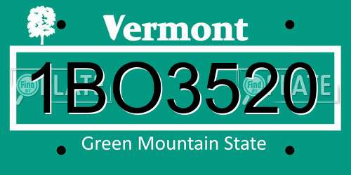 1BO3520 Vermont License Plate