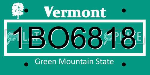 1BO6818 Vermont License Plate
