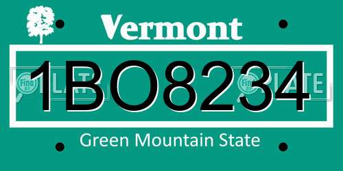 1BO8234 Vermont License Plate