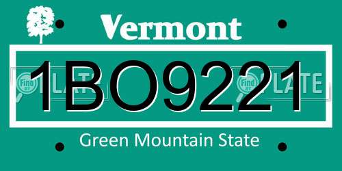 1BO9221 Vermont License Plate