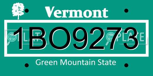 1BO9273 Vermont License Plate