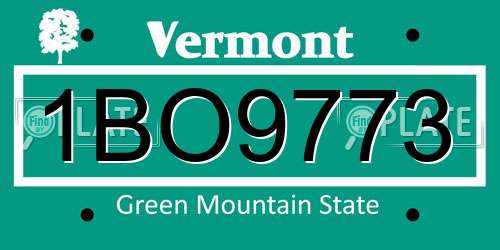 1BO9773 Vermont License Plate