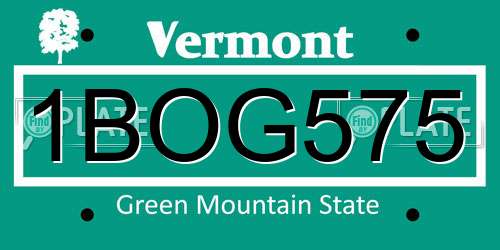 1BOG575 Vermont License Plate