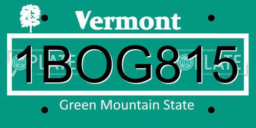 1BOG815 Vermont License Plate