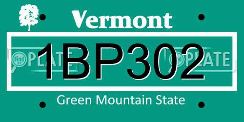 1BP302 Vermont License Plate