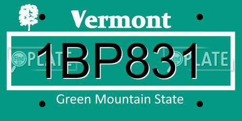 1BP831 Vermont License Plate