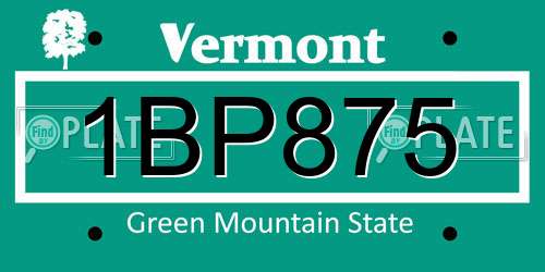1BP875 Vermont License Plate