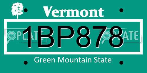 1BP878 Vermont License Plate