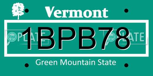 1BPB78 Vermont License Plate