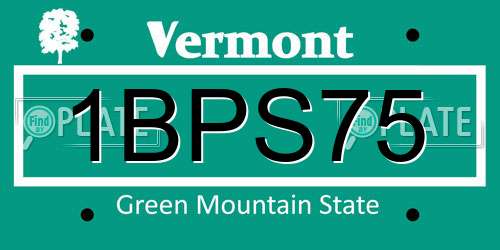 1BPS75 Vermont License Plate