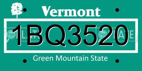 1BQ3520 Vermont License Plate