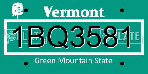 1BQ3581 Vermont License Plate