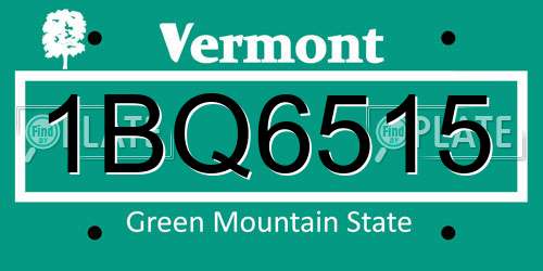 1BQ6515 Vermont License Plate