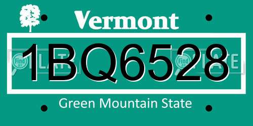 1BQ6528 Vermont License Plate