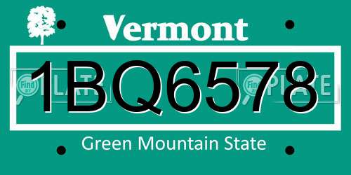 1BQ6578 Vermont License Plate