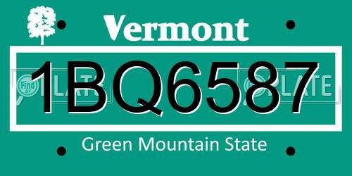 1BQ6587 Vermont License Plate