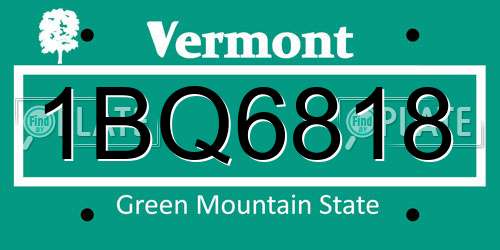 1BQ6818 Vermont License Plate