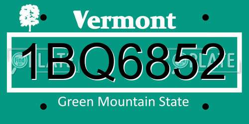 1BQ6852 Vermont License Plate