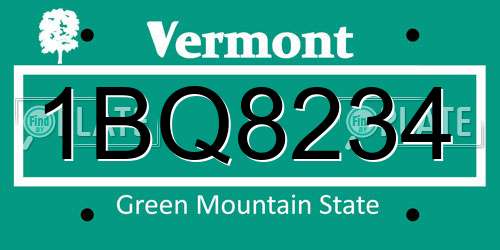 1BQ8234 Vermont License Plate