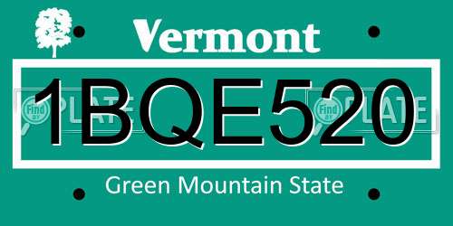 1BQE520 Vermont License Plate