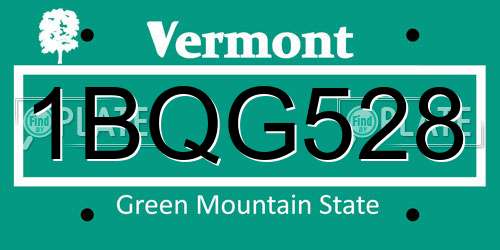1BQG528 Vermont License Plate