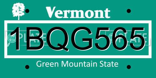 1BQG565 Vermont License Plate
