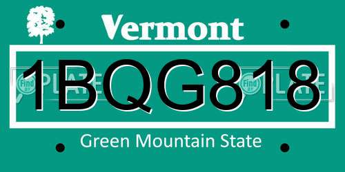 1BQG818 Vermont License Plate