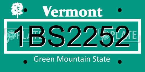 1BS2252 Vermont License Plate
