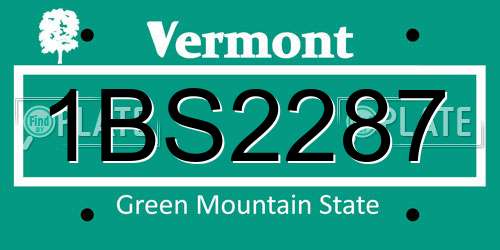 1BS2287 Vermont License Plate