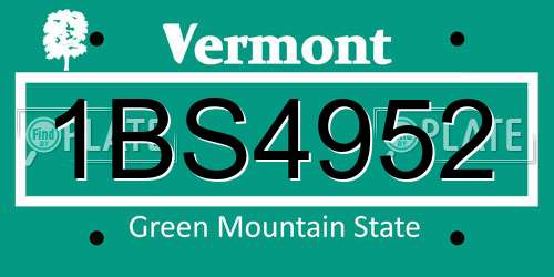 1BS4952 Vermont License Plate