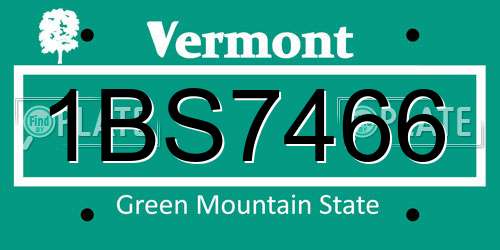 1BS7466 Vermont License Plate
