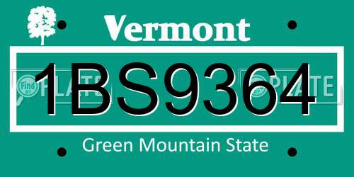 1BS9364 Vermont License Plate